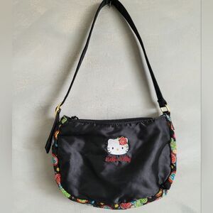 Sanrio Hello Kitty Mini Sateen Shoulder Bag Floral Print Trim 2000 Y2k